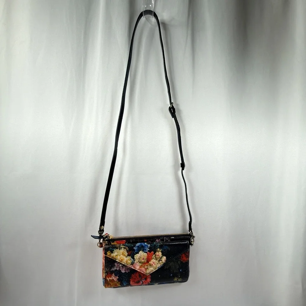 Lodis Italian Leather Wallet Organizer Rosalia Floral Crossbody Purse